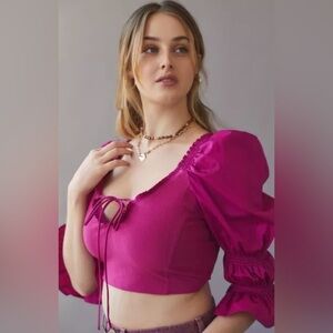 Urban Outfitters Rozi Cropped Blouse In pink rose Womens Size Medium​​​